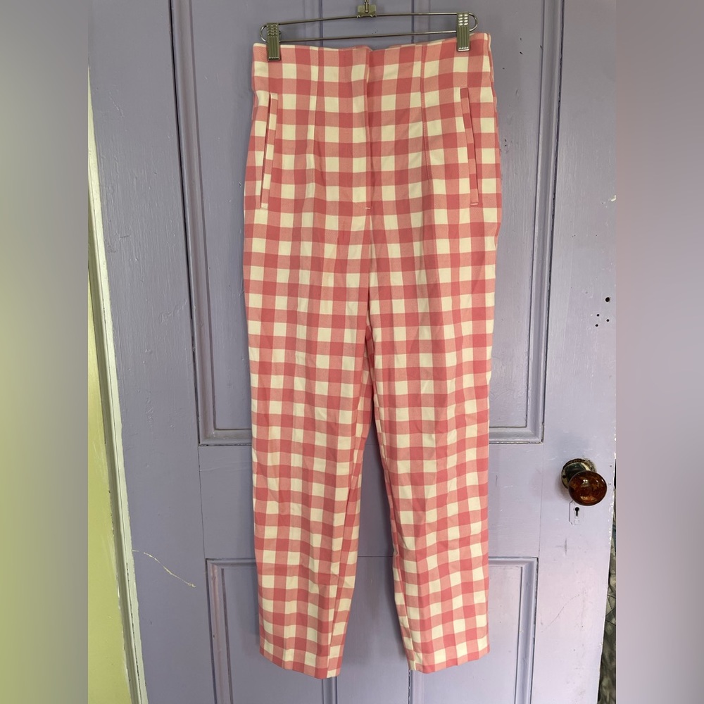 Zara super high waisted checker pant size M